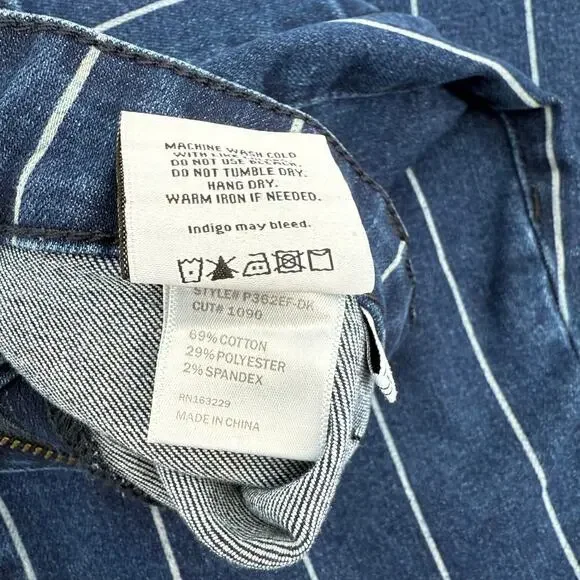 Petra 153 Jeans High Rise Striped Wide Bell Flare Boho Womens Size 7/27 Stretch - Picture 7 of 9